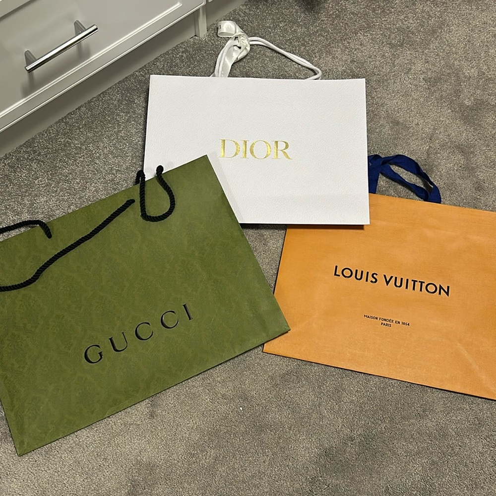 Dior, Louis Vuitton, and Gucci Shopping Bags